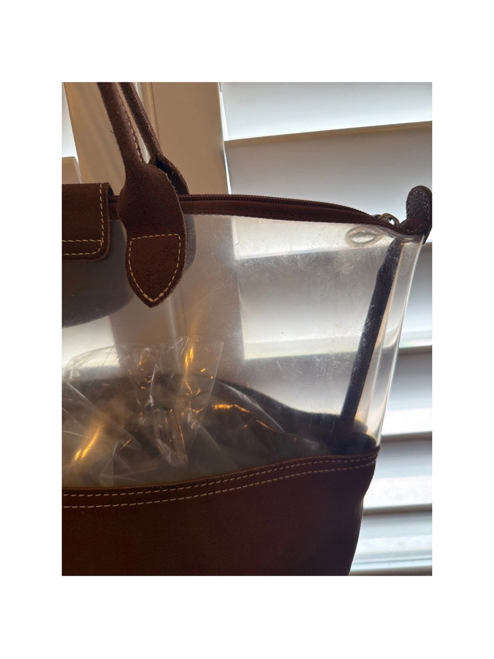 Longchamp Brown Tote with Clear Panel - Picture 8 of 13